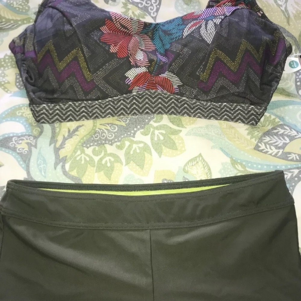 Prana horchata bikini 36D swim shorts M